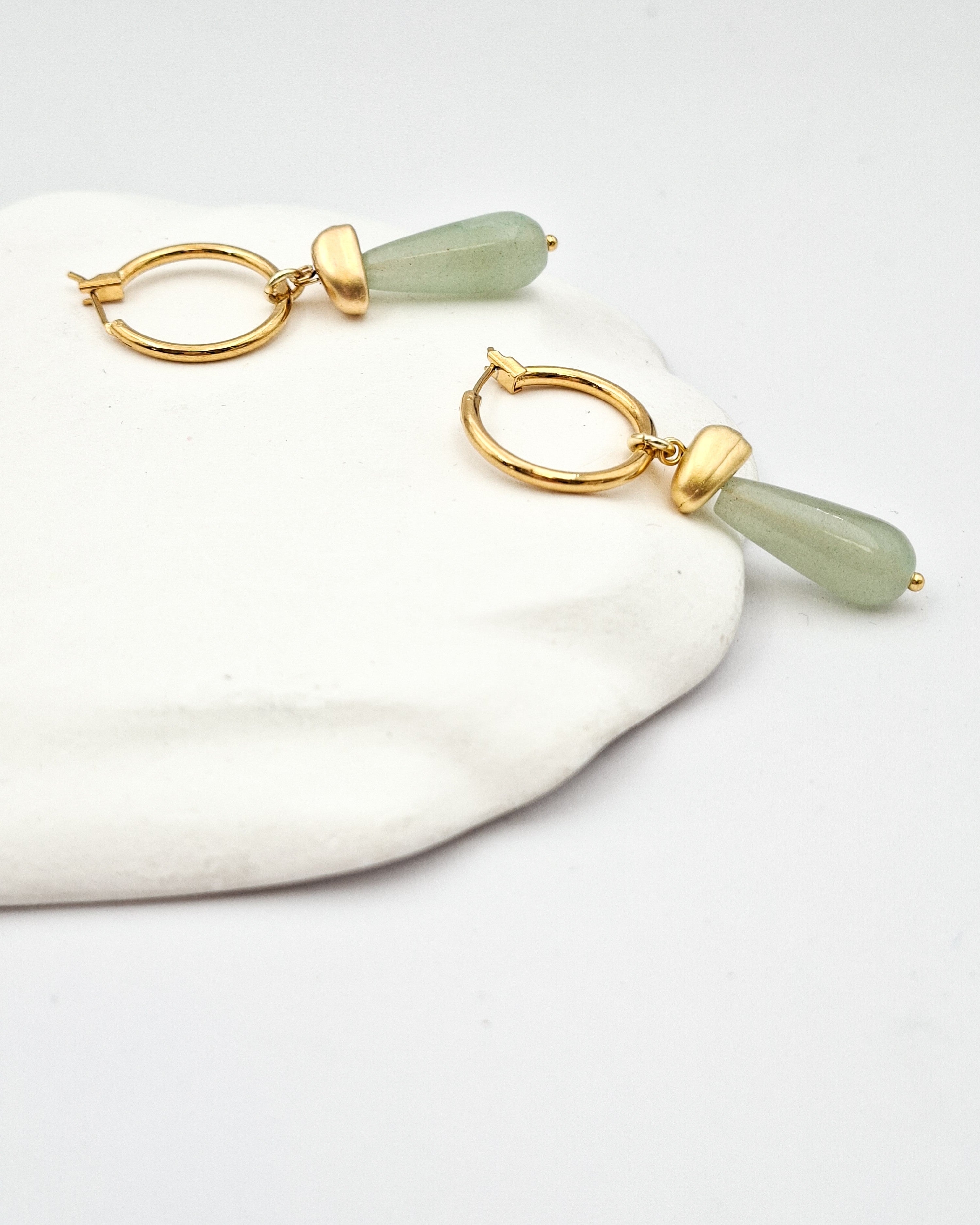 עגילי חישוק פלחים אבן ירקרקה