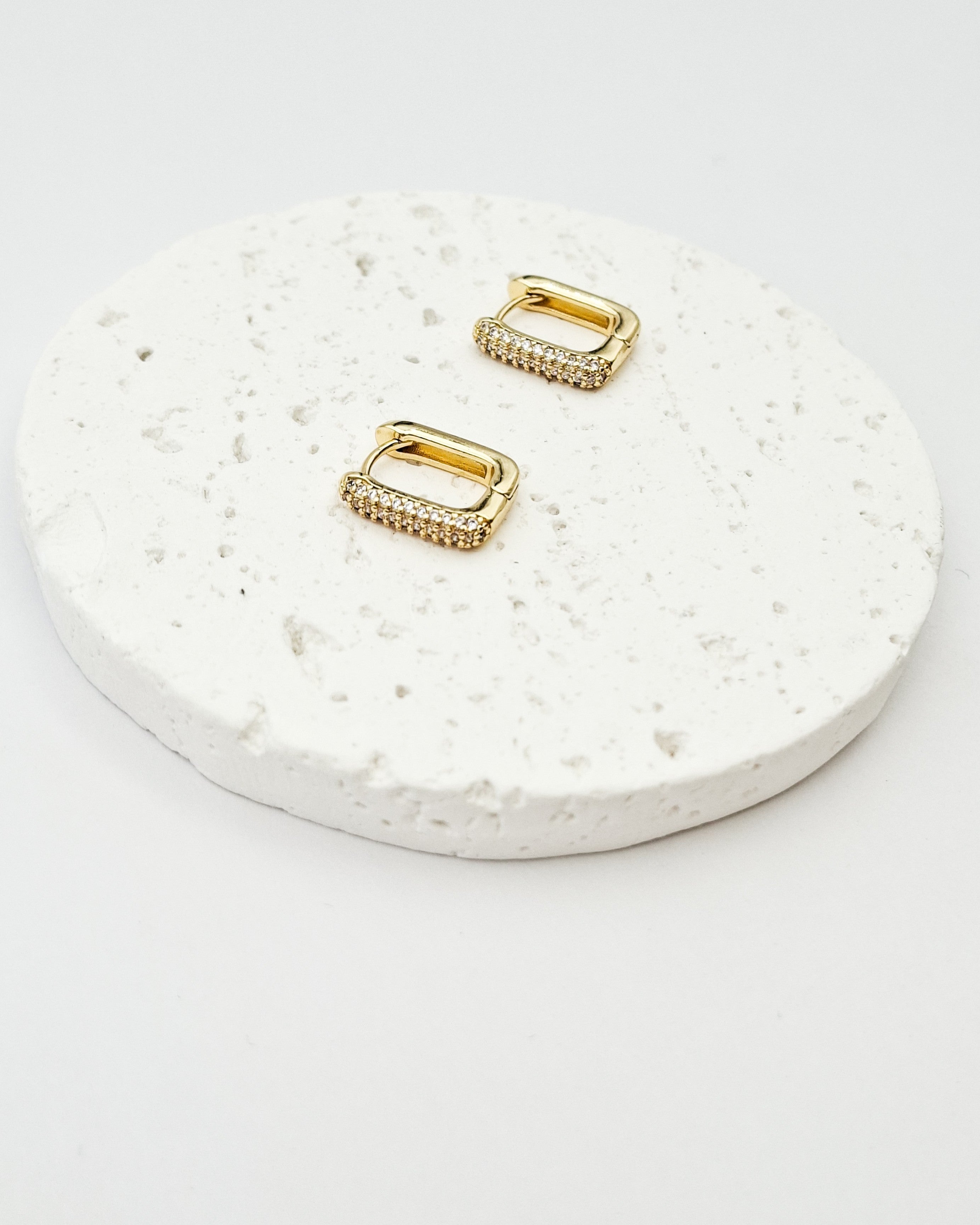 עגילי חישוק מרובע זירקונים