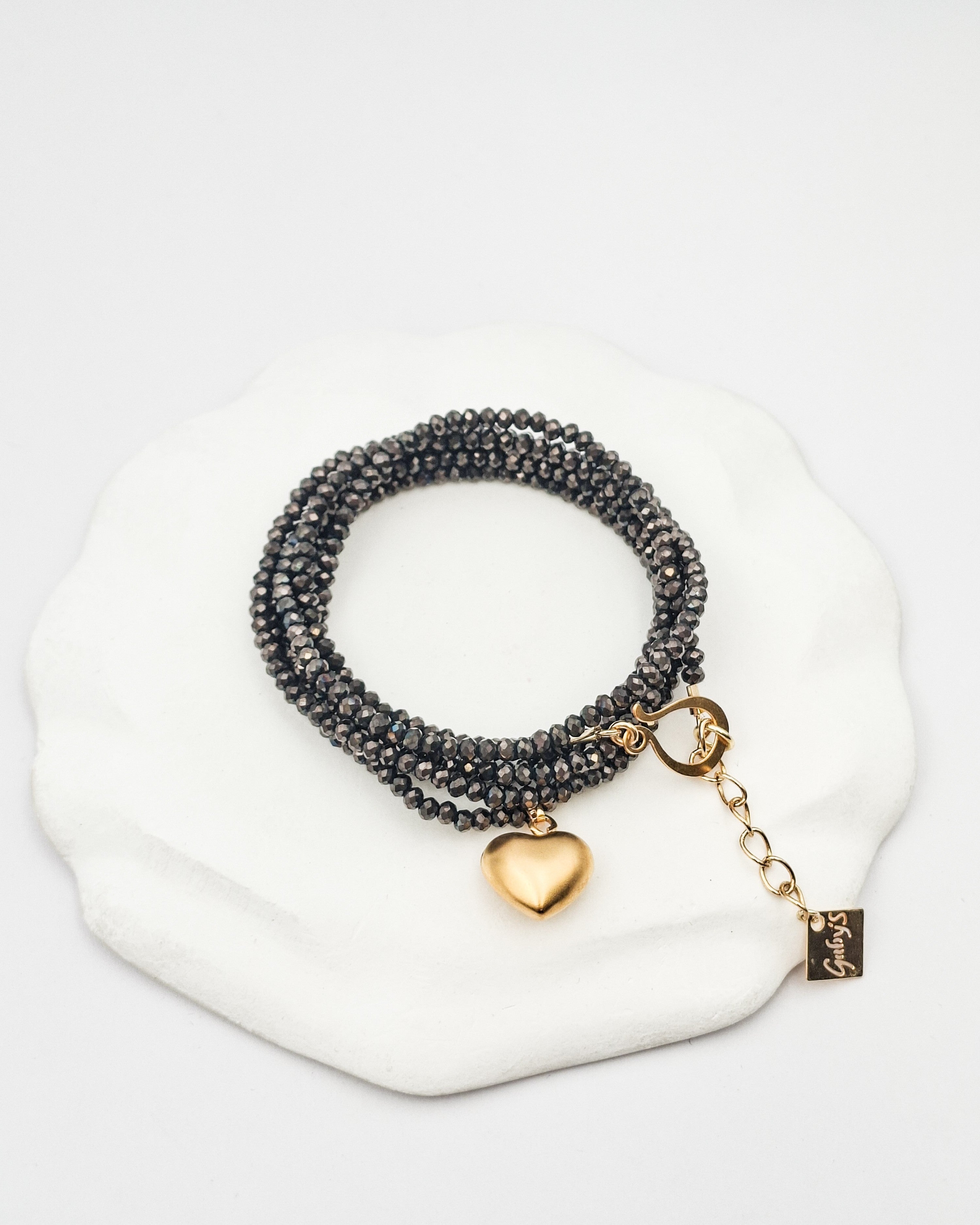 שרשרת קריסטלים ארוכה לבבית